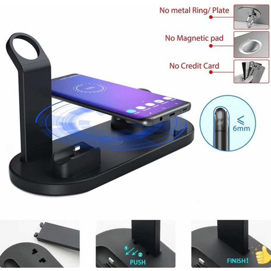 4-in-1 Wireless Charging Station – Fast Qi Charger Stand for iPhone, Apple Watch & AirPods