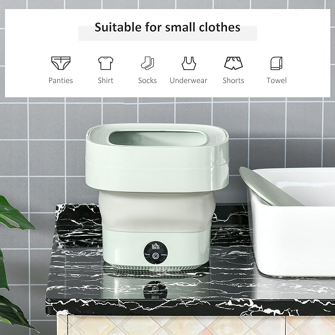 Portable Foldable Mini Washing Machine for Small Loads & Travel